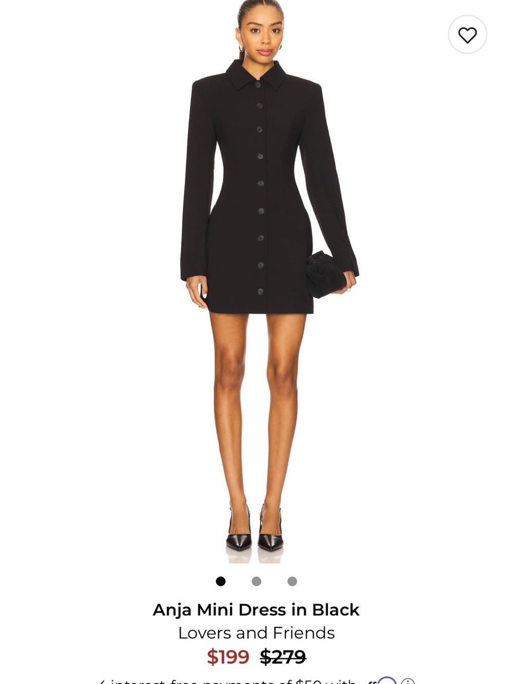 Lovers + Friends Black Button-Front Mini Dress
